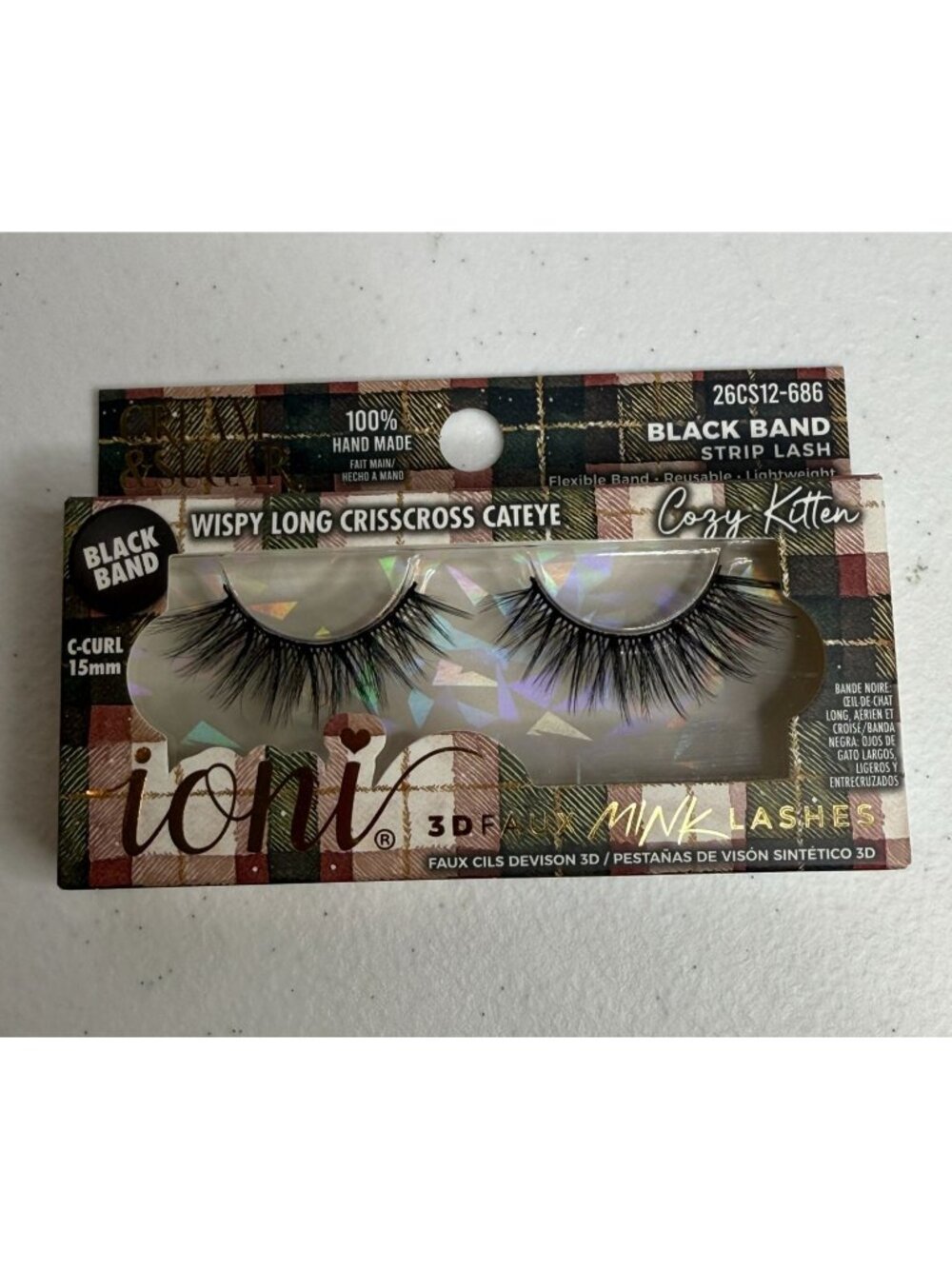 ioni Cream & Sugar Cozy Kitten Wispy Long Crisscross Cat Eye Lashes Glam